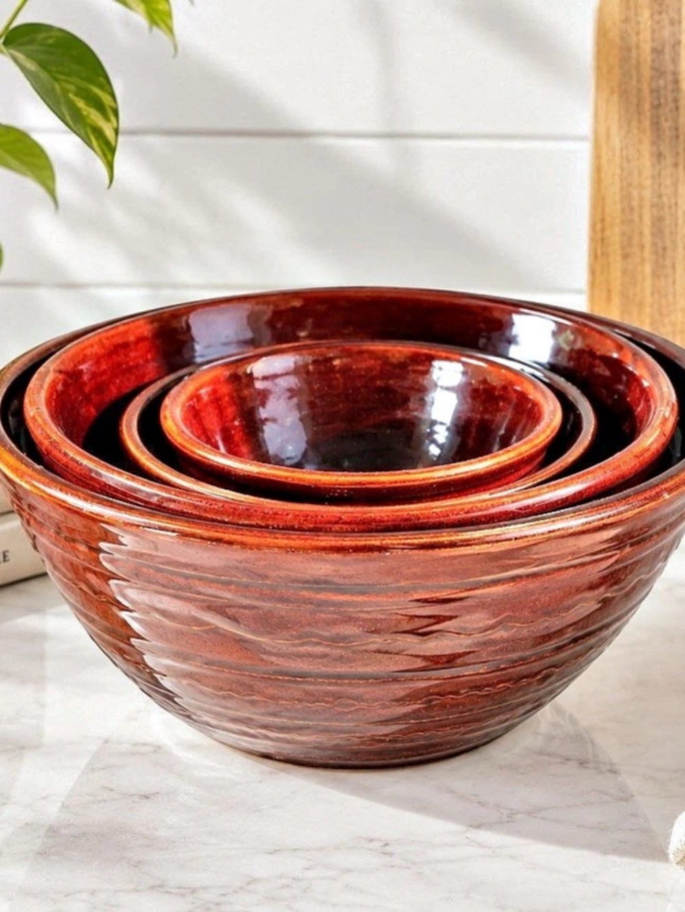 Mcm Vintage stoneware Mar-Crest Daisy & Dot Nesting Mixing Bowls – Set of 5
